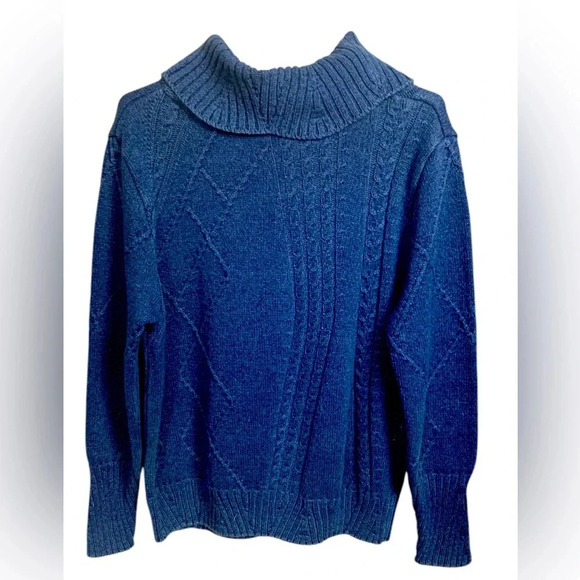 BLUE WILLI’S 100% Cotton, Deep Blue Cable Knit Sweater - Picture 4 of 8